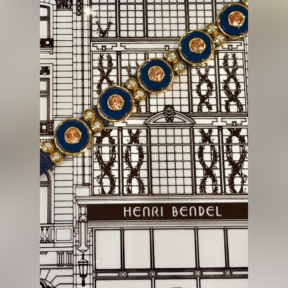 henri bendel Jewelry - NEW FULL INCLUSION HENRI BENDEL BLUE/GOLD LEATHER BRACELET w/SWAROVSKI CRYSTALS